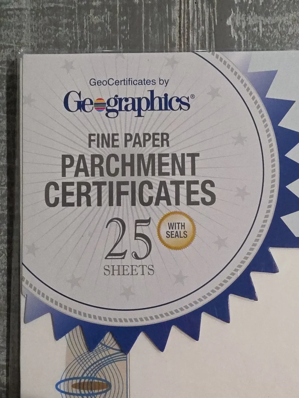 Geographics Fine Paper Parchment Award Certificates with Blue Borders, 25 Pack